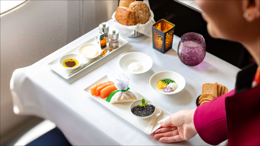 Qatar Airways Caviar service